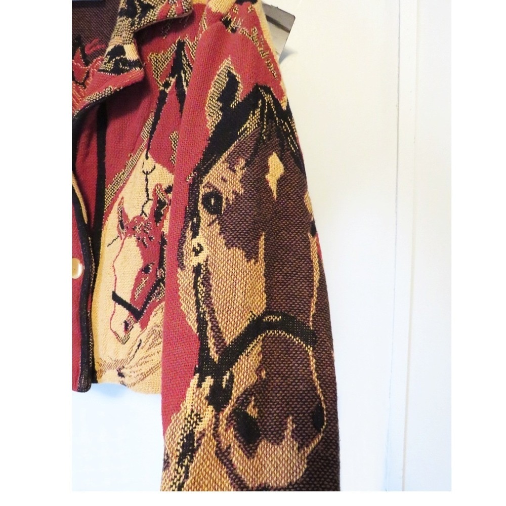 Heirlooms Laguna Beach Horse Tapestry Jacket S Western Woven Button Front Small - Picture 9 of 13